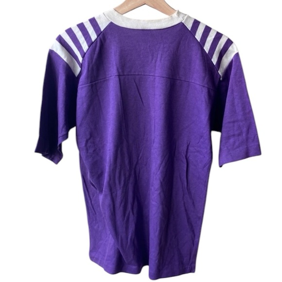 Vintage Mohican County T-shirt ringer raglan stripe 70s 80s Native purple white - Picture 5 of 7